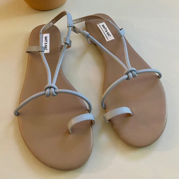 BRAND NEW Matt and Nat Artie Black Vegan Leather Flat Sandals SIZE 7 - Picture 1 of 1